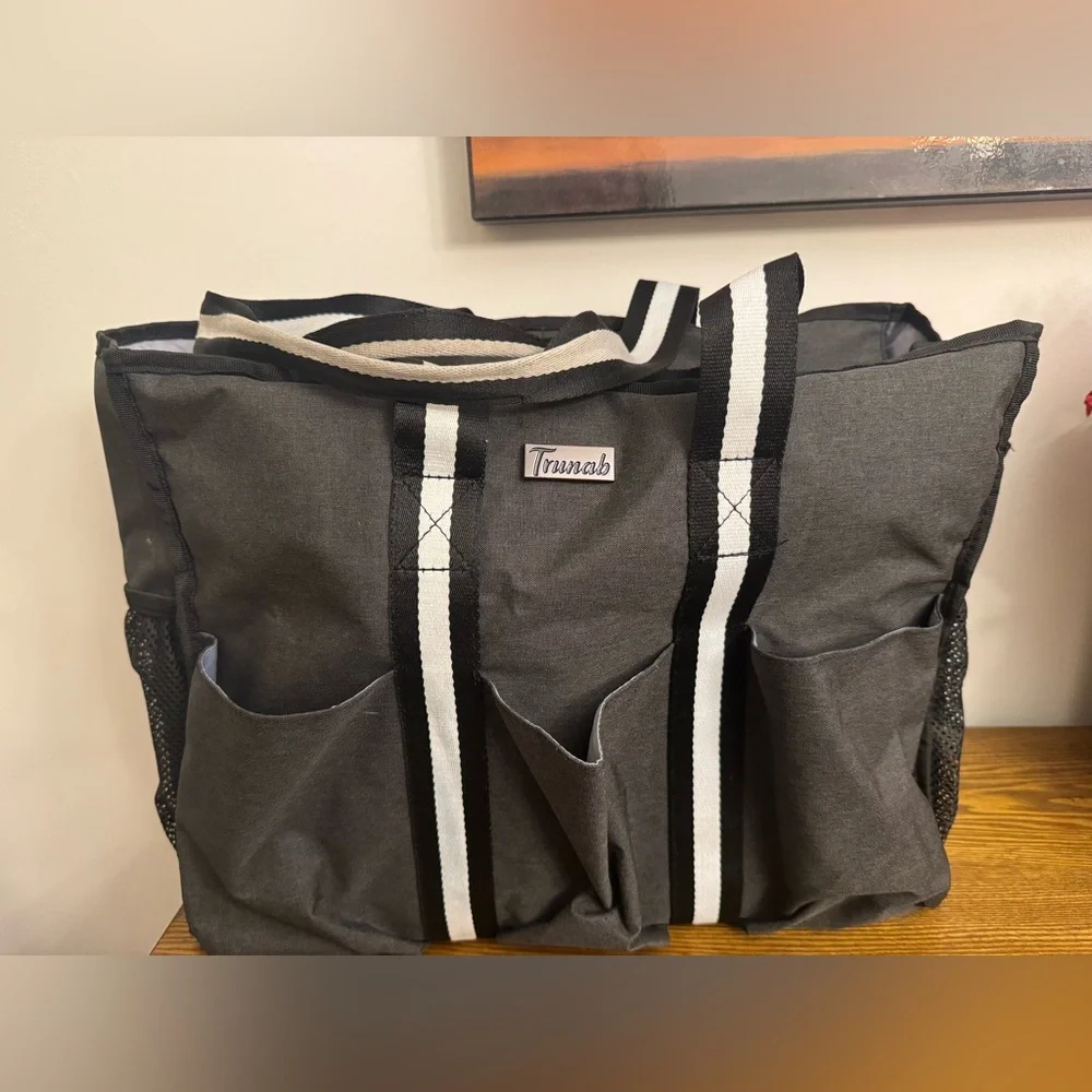 Trunab Grey Teacher Nurse Utility Tote Bag Work Organizer Pockets